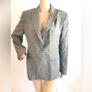 Talbots Classic Gray Checkered Blazer EUC